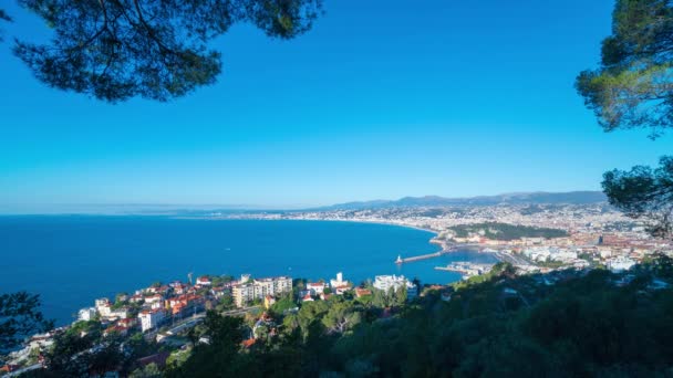 Calendário do ensolarado panorama da cidade de Nice. França. Riviera francesa . — Vídeo de Stock