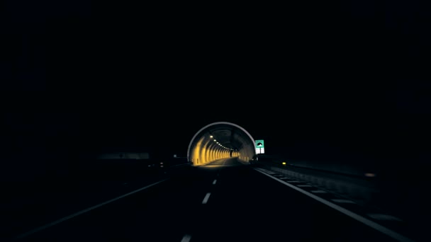 Tunnel drive in dark tunnel — Stock Video