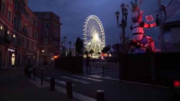 Riesenrad in der Nacht Panoramarad Riesenrad im schönen — Stockvideo