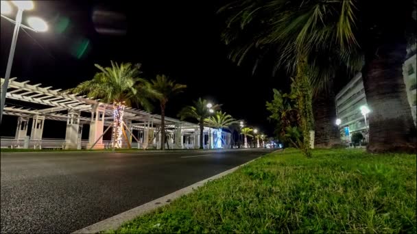 夜照らされた通り素敵な都市交通道路ストリート ビュー 4 k タイムラプス フランス — ストック動画