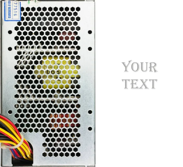 Närbild Används Dator Strömförsörjning Isolerade Och Plats För Text — Stockfoto
