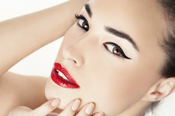 Red lips beauty portrait — Stock Photo, Image