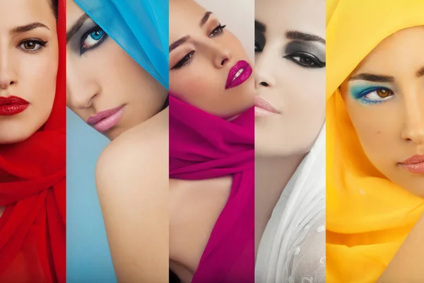 Collage de belleza, maquillaje y moda — Foto de Stock