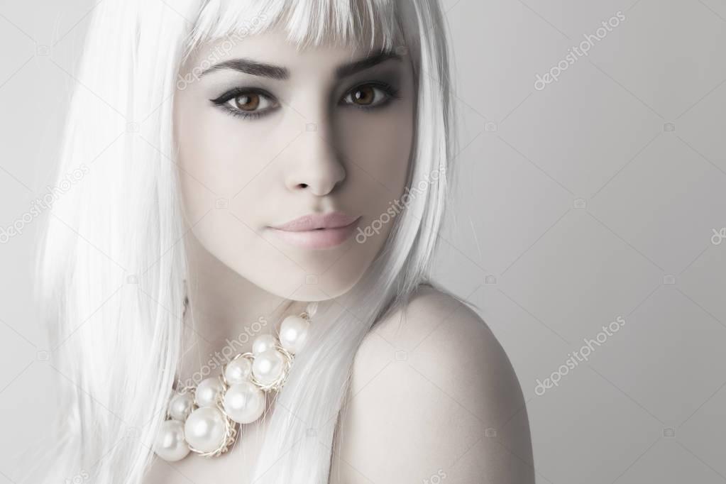 modern beauty with platinum blonde hair color