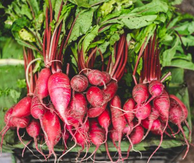 Satışta taze kırmızı havuç, Phetchabun, Tayland