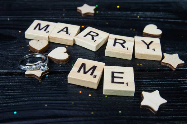 Alfabeto Lettera Blocchi Legno Piastrelle Amore Concetto San Valentino Con — Foto Stock