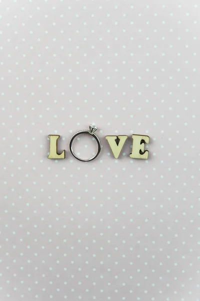 Αλφάβητο Γράμμα Ξύλινα Μπλοκ Πλακάκια Λέξη Αγάπη Πρόταση Γάμου Και — Φωτογραφία Αρχείου