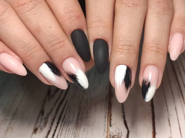 Manicure of nails on beautiful female hands — 스톡 사진