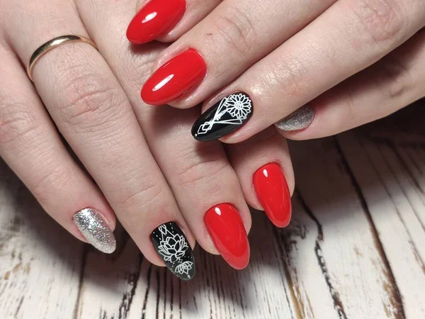 Moda Manicure Paznokci Pięknym Tle Tekstury — Zdjęcie stockowe