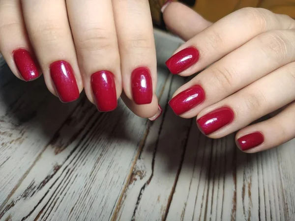 Hermosas Uñas Mujer Con Hermoso Estudio Manicura Navidad —  Fotos de Stock