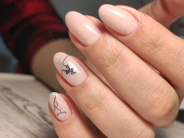 Manicura Hermosa Las Uñas Sobre Fondo Textura Moda — Foto de Stock