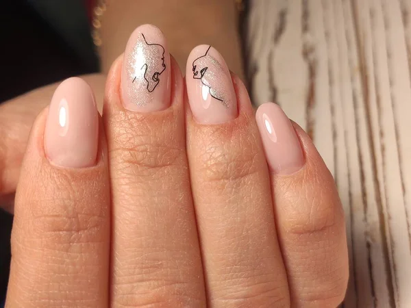 Diseño Sexy Manicura Rosa Uñas Largas Hermosas —  Fotos de Stock