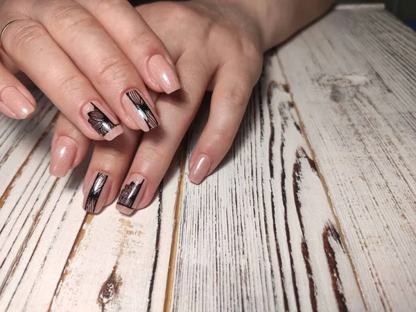 Betoverend Mooie Manicure Achtergrond Van Een Trendy Textuur — Stockfoto