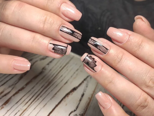 Diseño Elegante Manicura Uñas Largas Hermosas — Foto de Stock