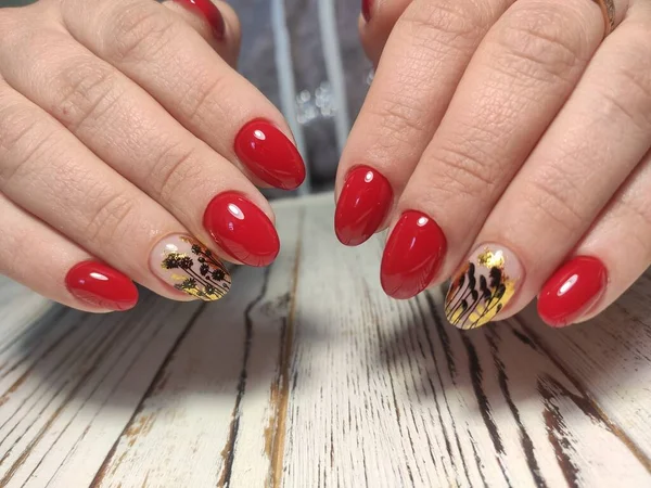 Stylowy Design Manicure Długich Pięknych Paznokciach — Zdjęcie stockowe