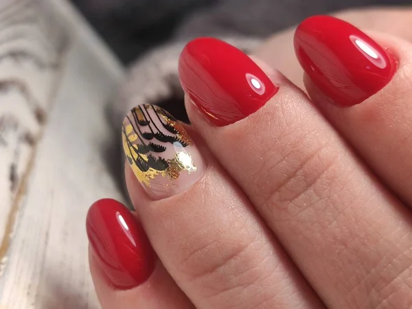 stylish design of manicure on long beautiful nails