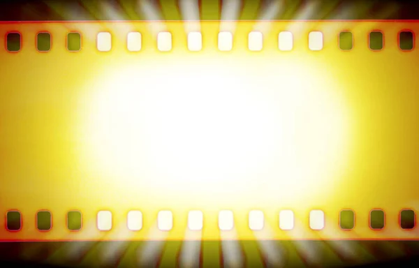 Tiras de filme e raios de luz — Fotografia de Stock