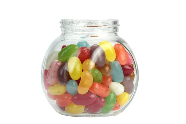 Colorful jelly beans in a jar — Stock Photo, Image