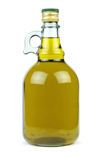 Extra virgin olive oil in a glass bottle — Stock Photo, Image