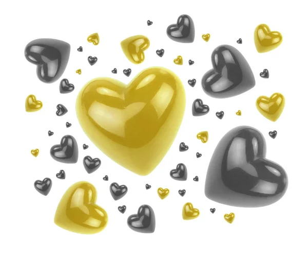 Gold and black love hearts — Stock Photo, Image