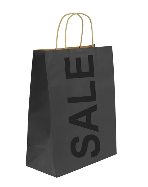 Shopping bag nera con testo in VENDITA — Foto Stock