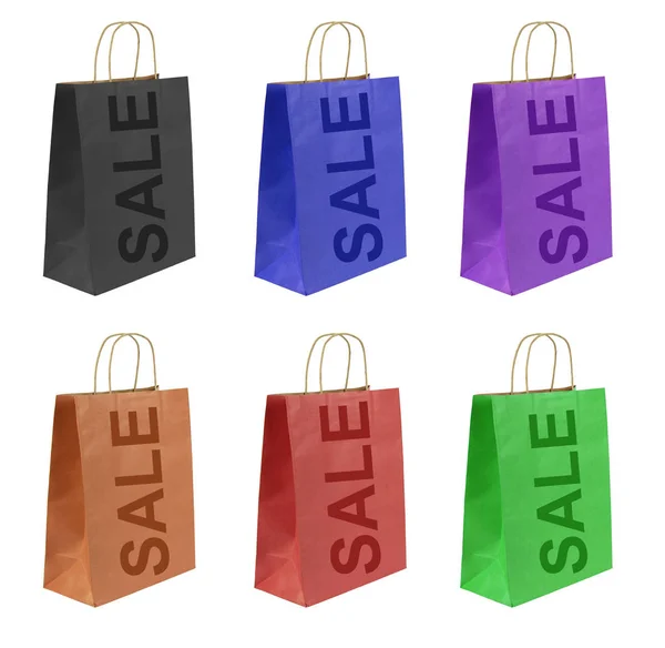 Set borse shopping con testo in VENDITA — Foto Stock