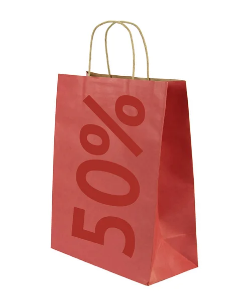 Bolsa de compras con texto de muestra "50%" — Foto de Stock