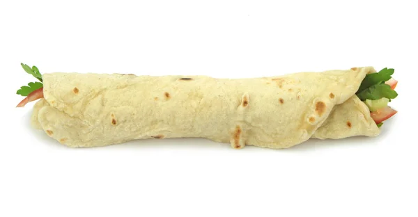 Traditional Turkish wrap roll bread. Durum kebab. — Stock Photo, Image