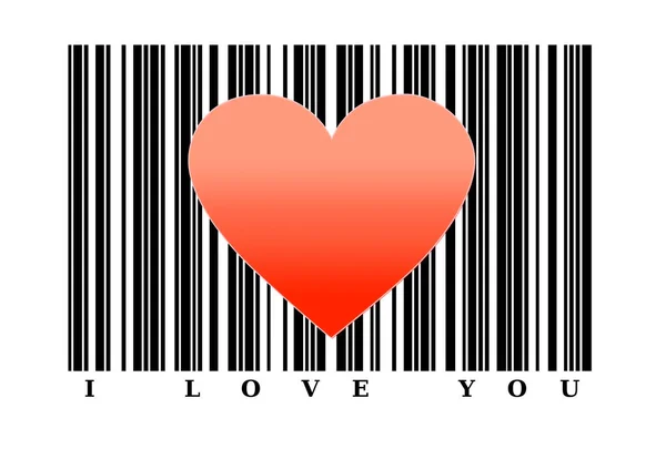 Rood hart vorm op barcode. — Stockfoto