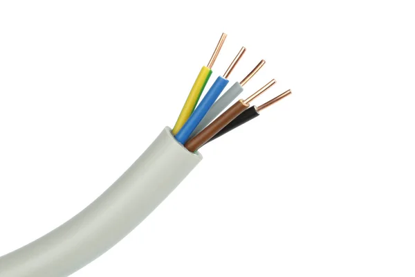 Електричний кабель на білому фоні — стокове фото