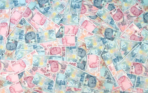 Türk Lirası banknot (deneyin veya Tl) 100 Tl ile 200 Tl — Stok fotoğraf