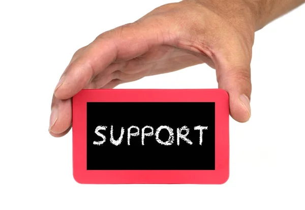 Mano che tiene e mostra una carta con il testo "SUPPORTO" — Foto Stock