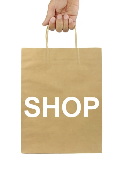 Shoppingväska med "Shop" text — Stockfoto