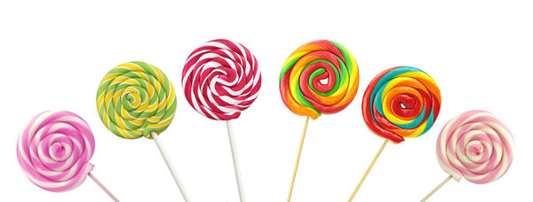 Colorful spiral lollipops