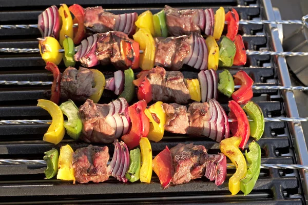 Barbecue. Shish kebab med paprika, lök — Stockfoto