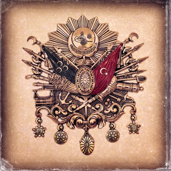 Imagen de aspecto de papel fotográfico gastado del emblema del Imperio otomano, (Símbolo turco antiguo  ) — Foto de Stock