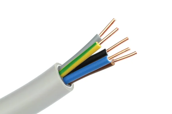 Elektrický kabel na bílém pozadí — Stock fotografie