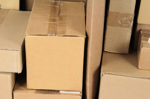 Stacked carton boxes post package Stock Picture