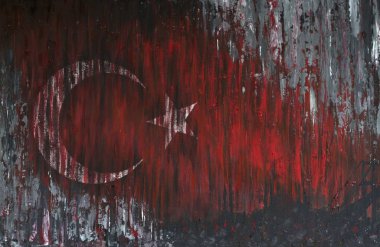 Türkiye'nin bayrak grunge duvara boyalı