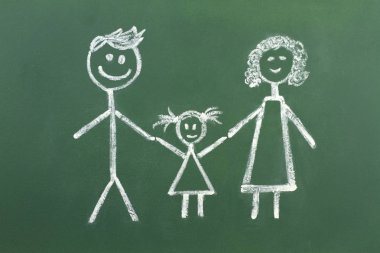 Müslüman ailenin Tebeşir tahtaya çizim