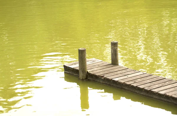 Schöner grüner See und Baugerüste — Stockfoto