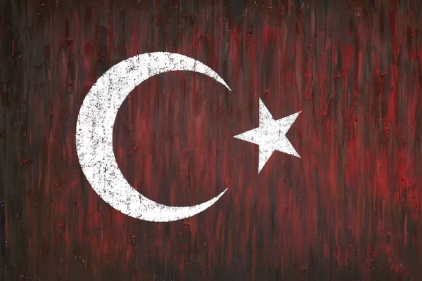 グランジの壁に描かれたトルコの旗 — ストック写真