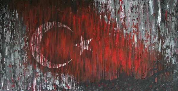 Flaga Turcji namalowane na ścianie grunge — Zdjęcie stockowe