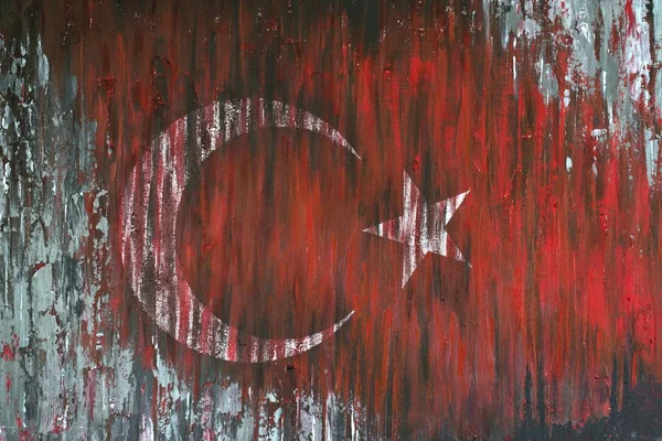 Bandeira da Turquia pintada na parede grunge — Fotografia de Stock