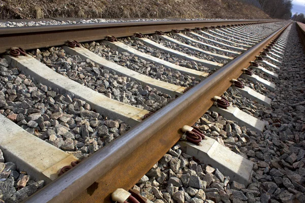 Ferrocarril, una foto con perspectiva — Foto de Stock