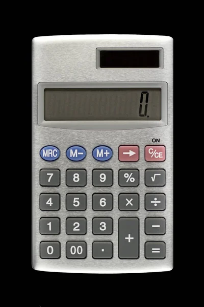 Gray Calculator op zwarte achtergrond — Stockfoto