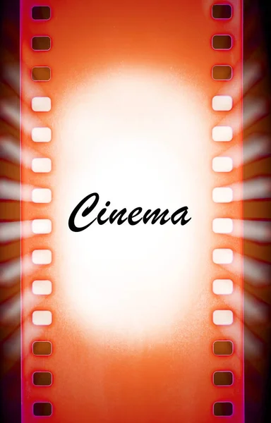 Film strips and light rays ( cinema ) text — Stock Photo, Image