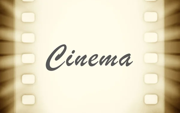 Filmové pásky a světelné paprsky (Kino) text — Stock fotografie