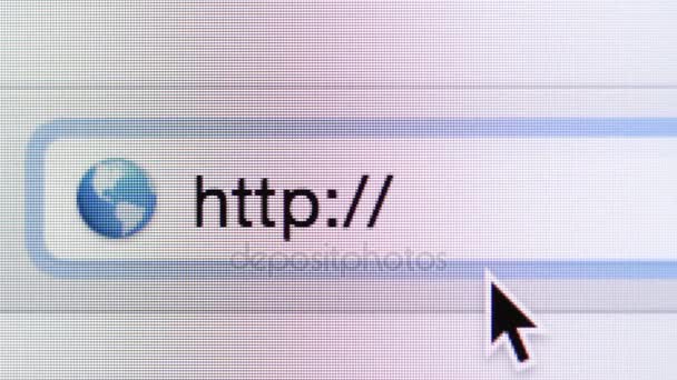 Macro film de l'écran de l'ordinateur et http : / / barre d'adresse 