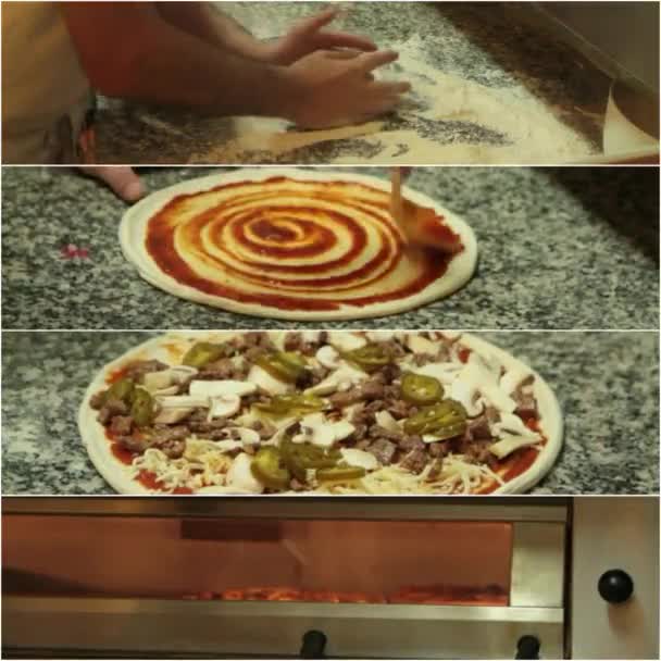 Deliciosa elaboración de pizza — Vídeo de stock